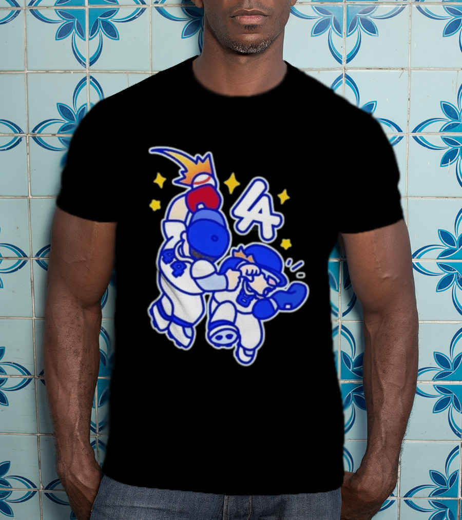 Shohei Ohtani Mookie Betts Cartoon LA Dodgers Baseball Clash T-Shirt