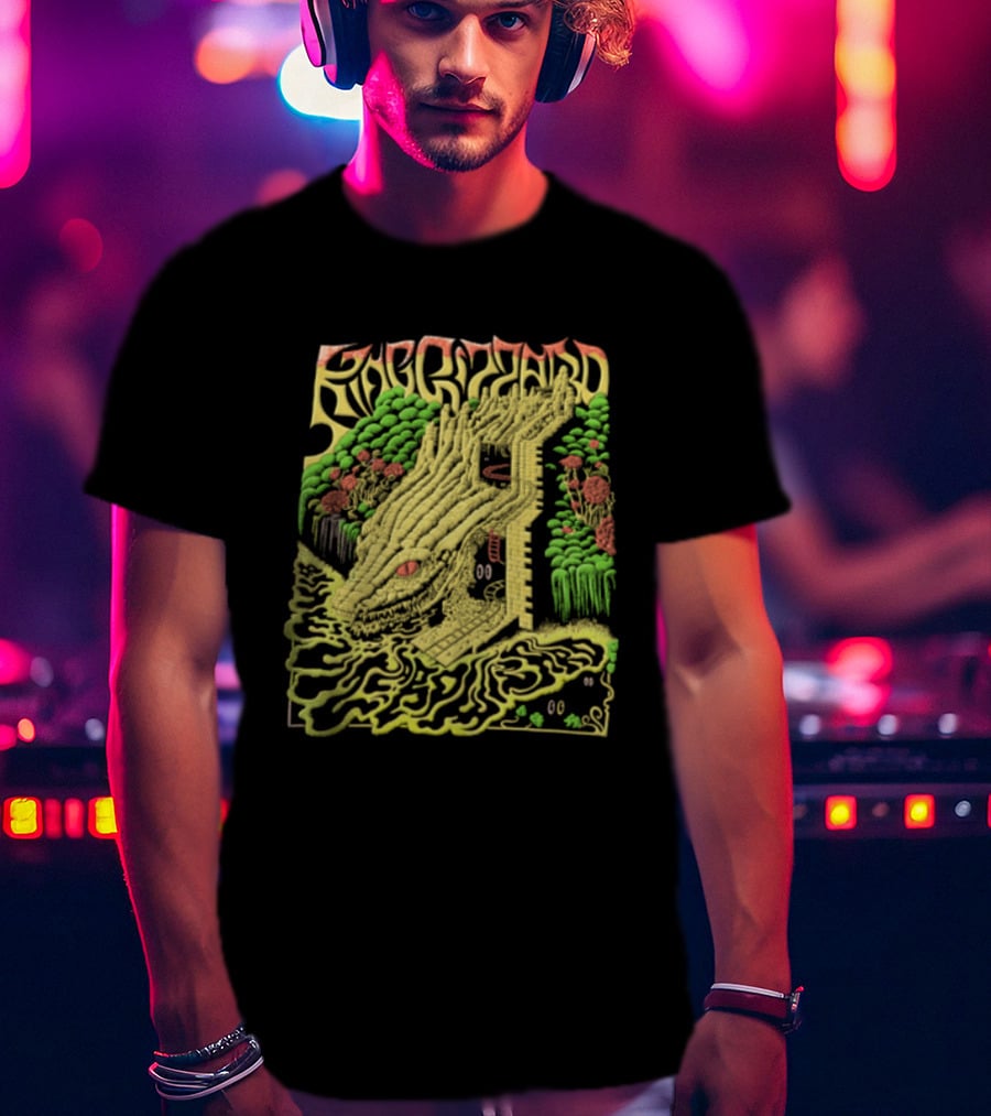King Gizzard Reptile Head Stone Architecture Psychedelic T-Shirt