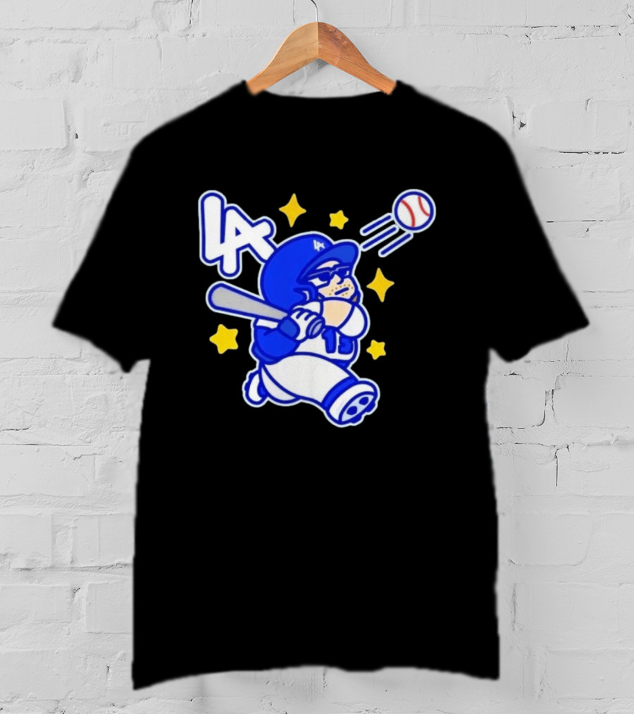 LA Dodgers No 15 Cartoon Player Baseball T-Shirt