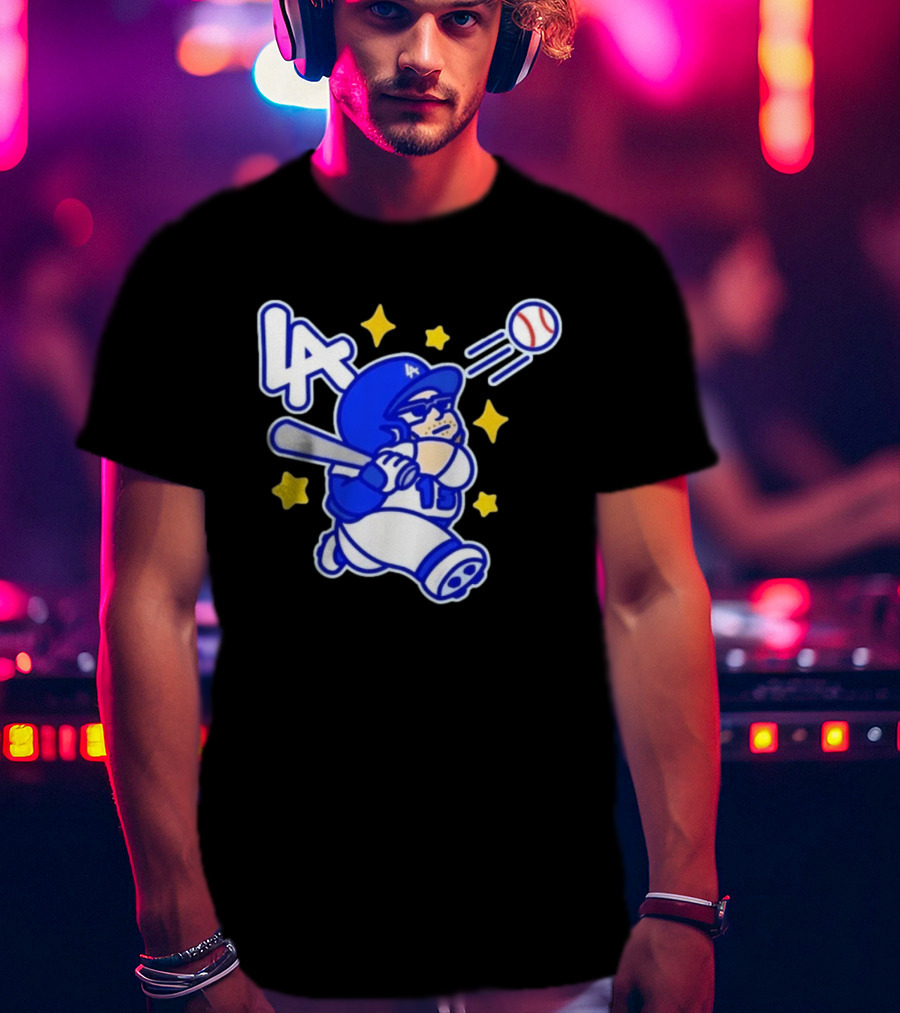 LA Dodgers No 15 Cartoon Player Baseball T-Shirt