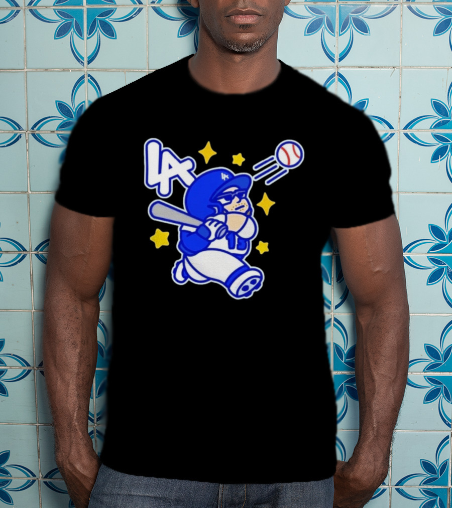 LA Dodgers No 15 Cartoon Player Baseball T-Shirt