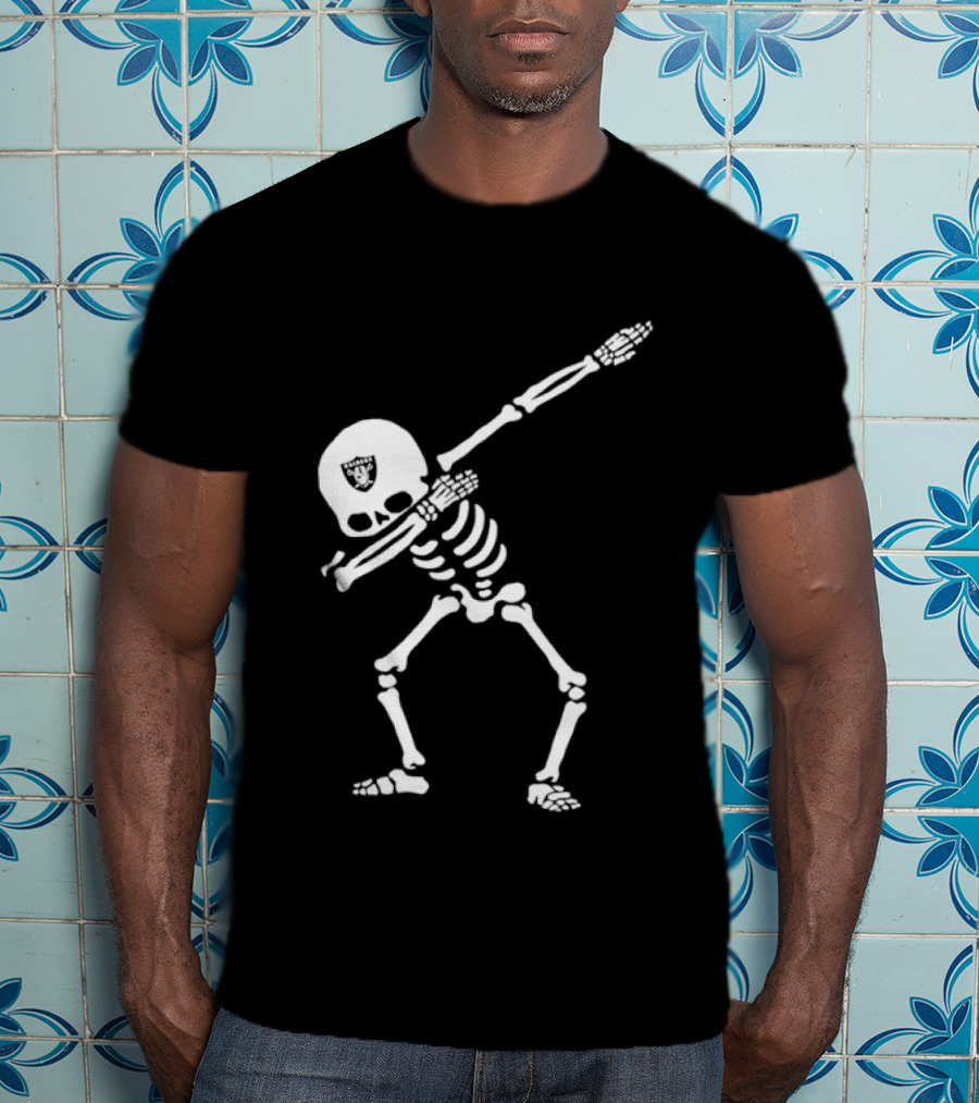 Las Vegas Raiders Dabbing Skeleton Football Fan Gear T-Shirt