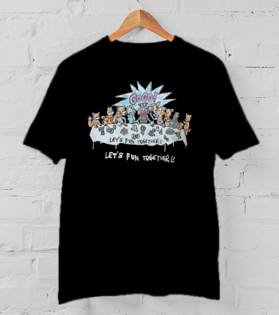 Let's Fun Together Cartoon Animals G Go At Table T-Shirt
