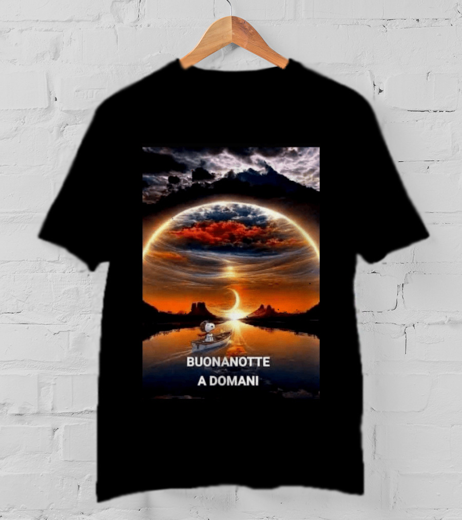Snoopy Buonanotte A Domani Sunset Reflection T-Shirt