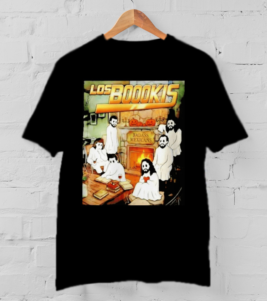 Los Boookis Badass Mexicans Marco Antonio Solis Halloween Fireplace Scene T-Shirt