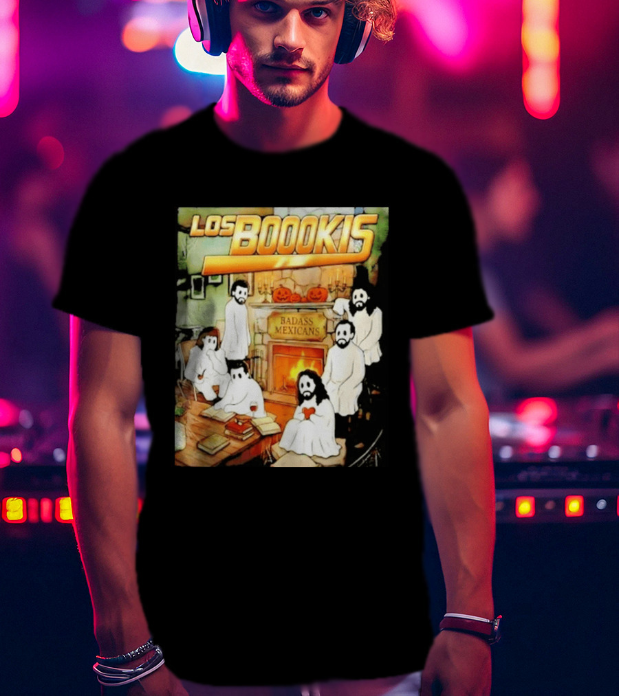 Los Boookis Badass Mexicans Marco Antonio Solis Halloween Fireplace Scene T-Shirt