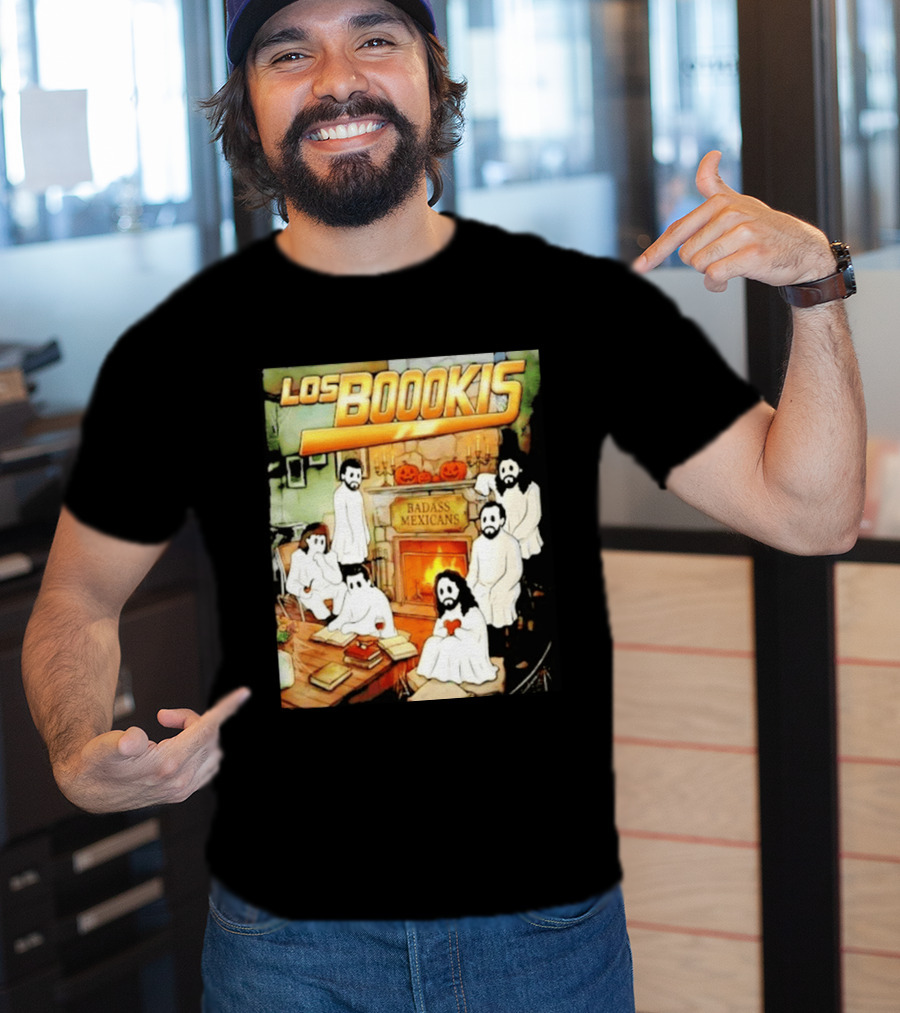 Los Boookis Badass Mexicans Marco Antonio Solis Halloween Fireplace Scene T-Shirt