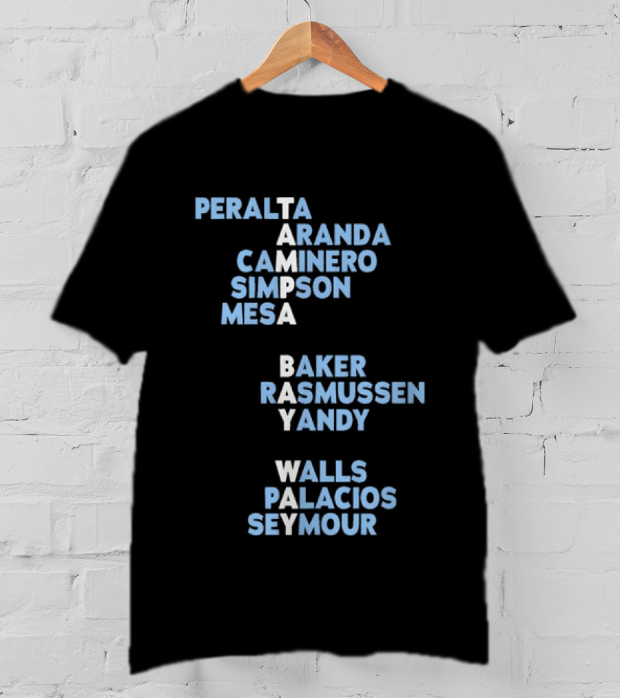 Tampa Bay Rays Player Roster List Peralta Aranda Caminero Simpson Mesa Baker Rasmussen Yandy Walls Palacios Seymour T-Shirt
