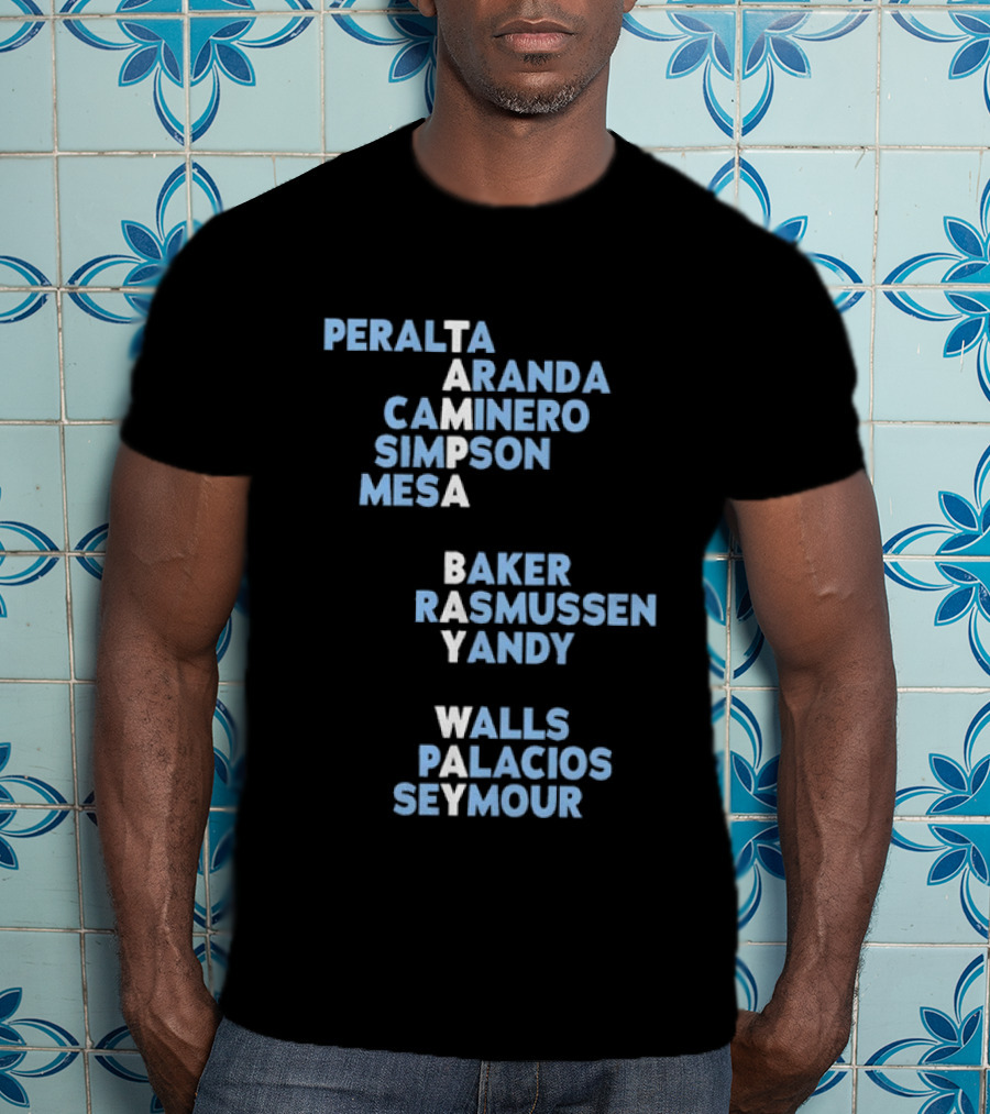 Tampa Bay Rays Player Roster List Peralta Aranda Caminero Simpson Mesa Baker Rasmussen Yandy Walls Palacios Seymour T-Shirt