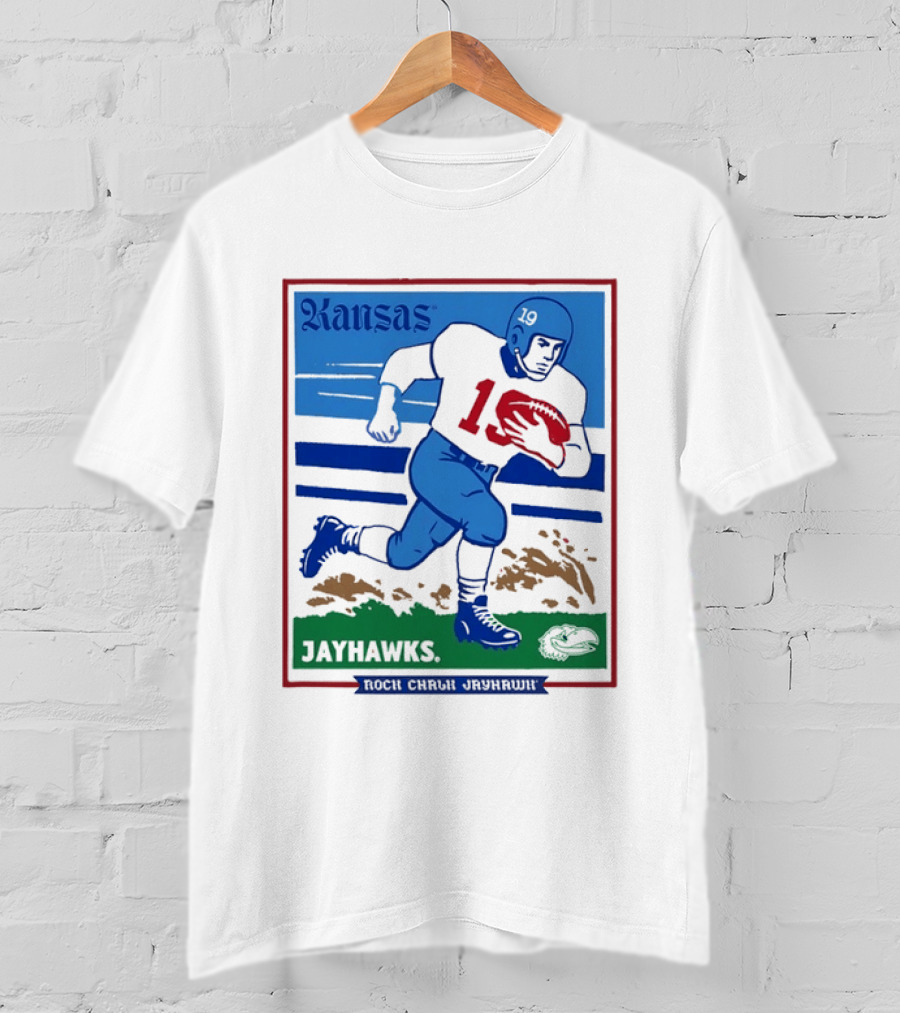 Kansas Jayhawks Rock Chalk Jayhawk Football Player 1950s T-Shirt