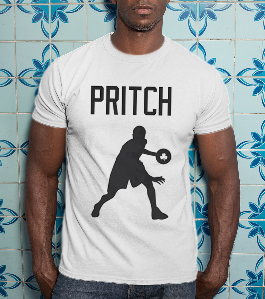 Pritch Boston Celtics Basketball Player Action Pose T-Shirt