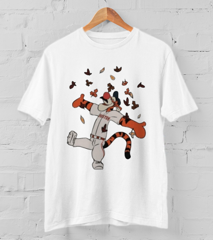 Tigger Boston Baseball Disney Winnie The Pooh Autumn Leaves T-Shirt