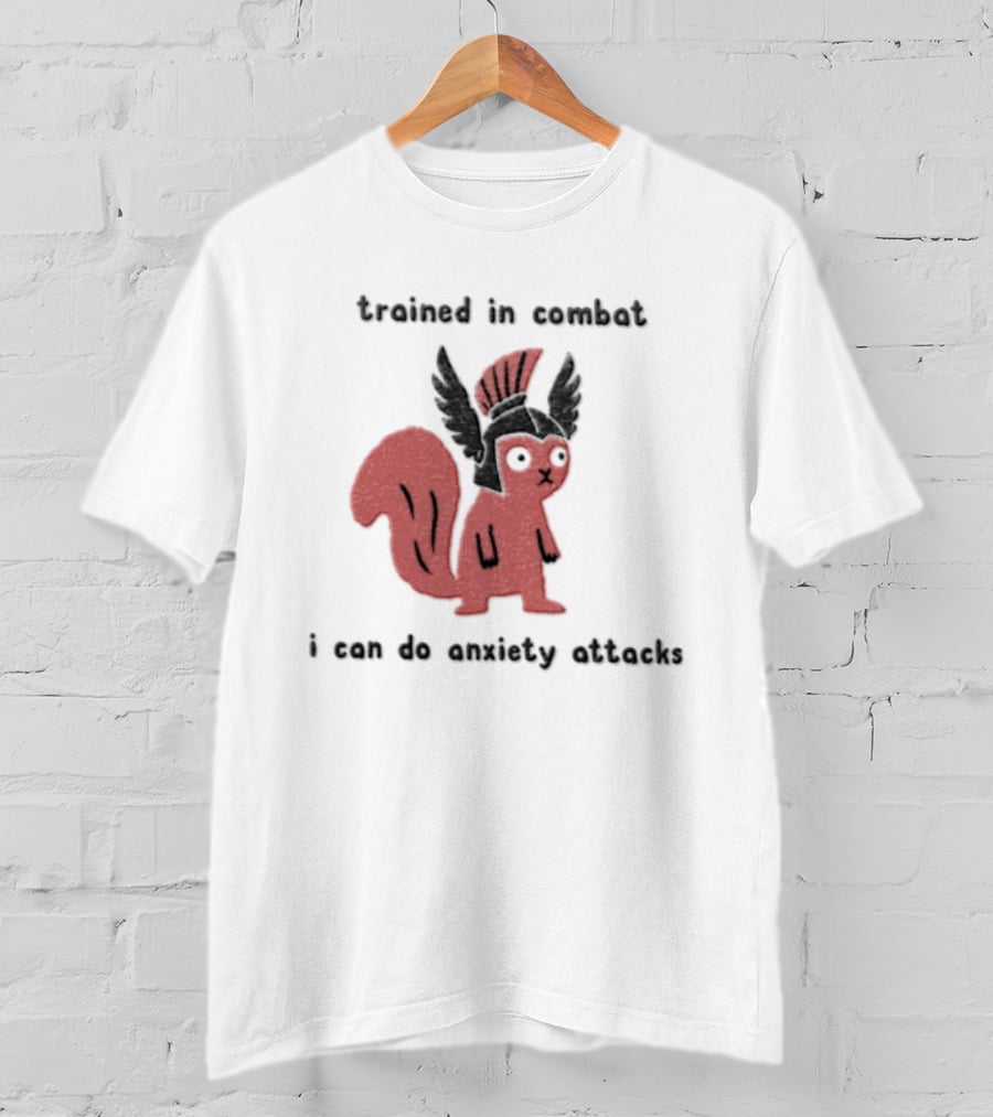 Trained In Combat Pink Squirrel Spartan Helmet Anxiety Attacks T-Shirt