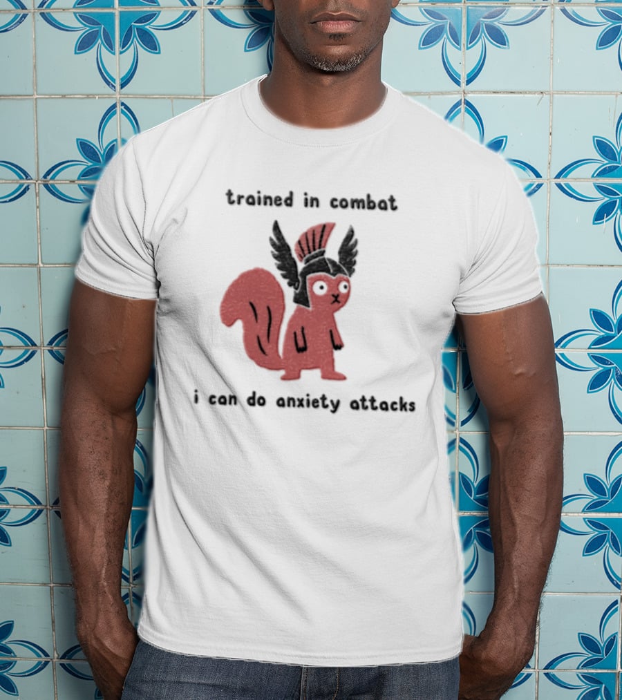 Trained In Combat Pink Squirrel Spartan Helmet Anxiety Attacks T-Shirt