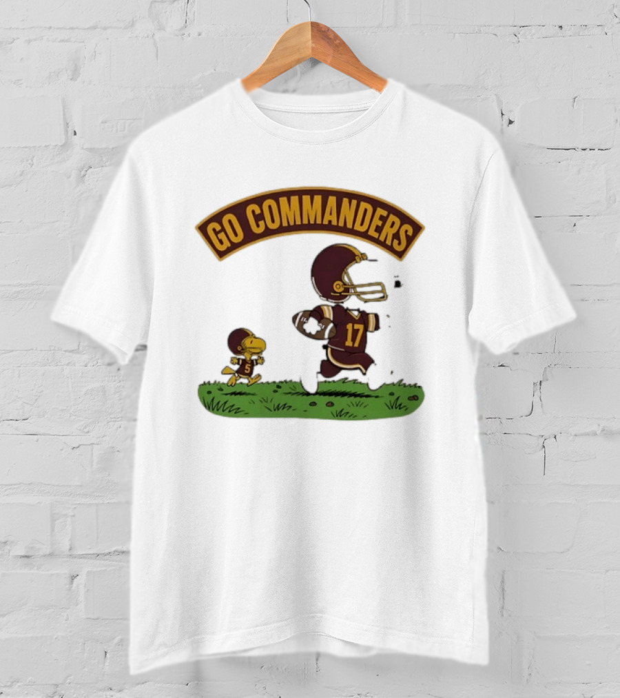 Go Commanders Snoopy Woodstock Football Number 17 Collaboration With Washington Commanders T-Shirt