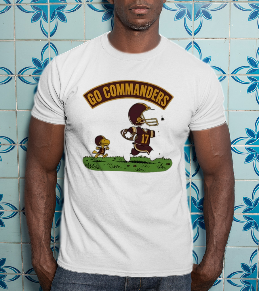 Go Commanders Snoopy Woodstock Football Number 17 Collaboration With Washington Commanders T-Shirt