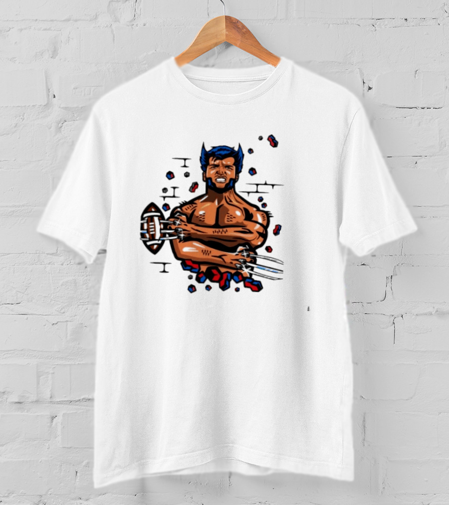 Wolverine Football Player With Adamantium Claws Holding Football T-Shirt