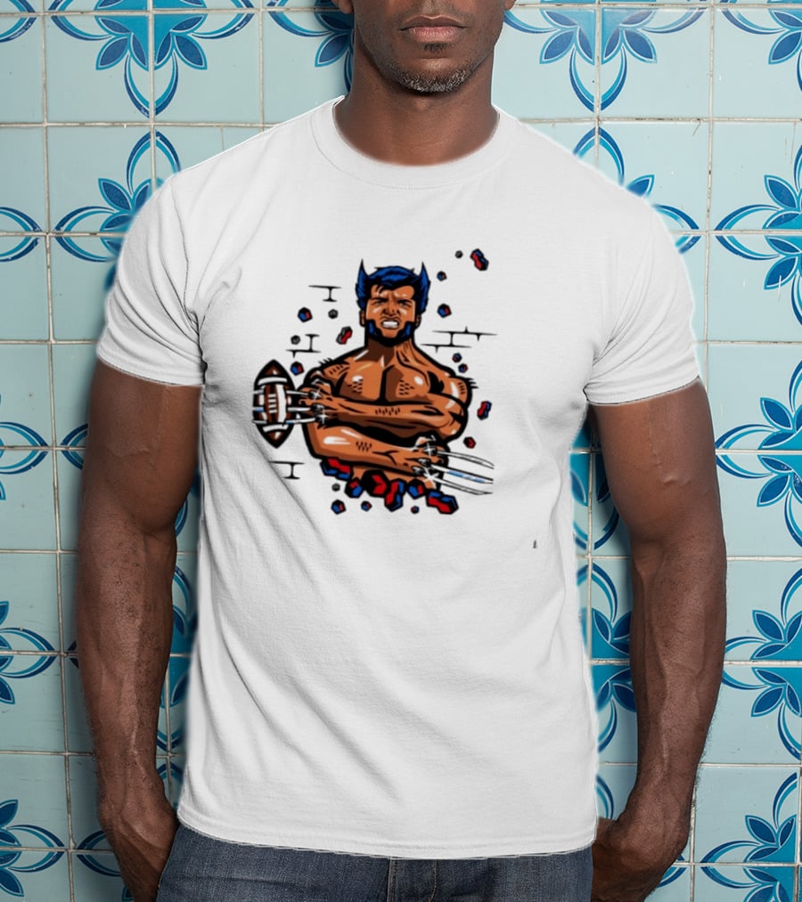 Wolverine Football Player With Adamantium Claws Holding Football T-Shirt