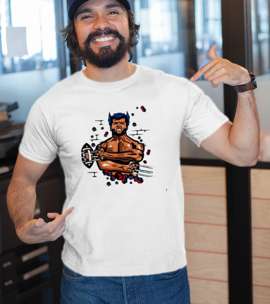 Wolverine Football Player With Adamantium Claws Holding Football T-Shirt