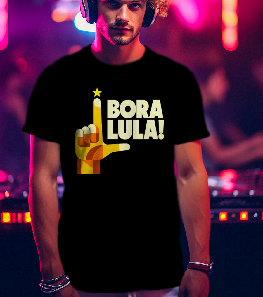 Bora Lula Political Campaign Brazil President Star Hand Gesture T-Shirt
