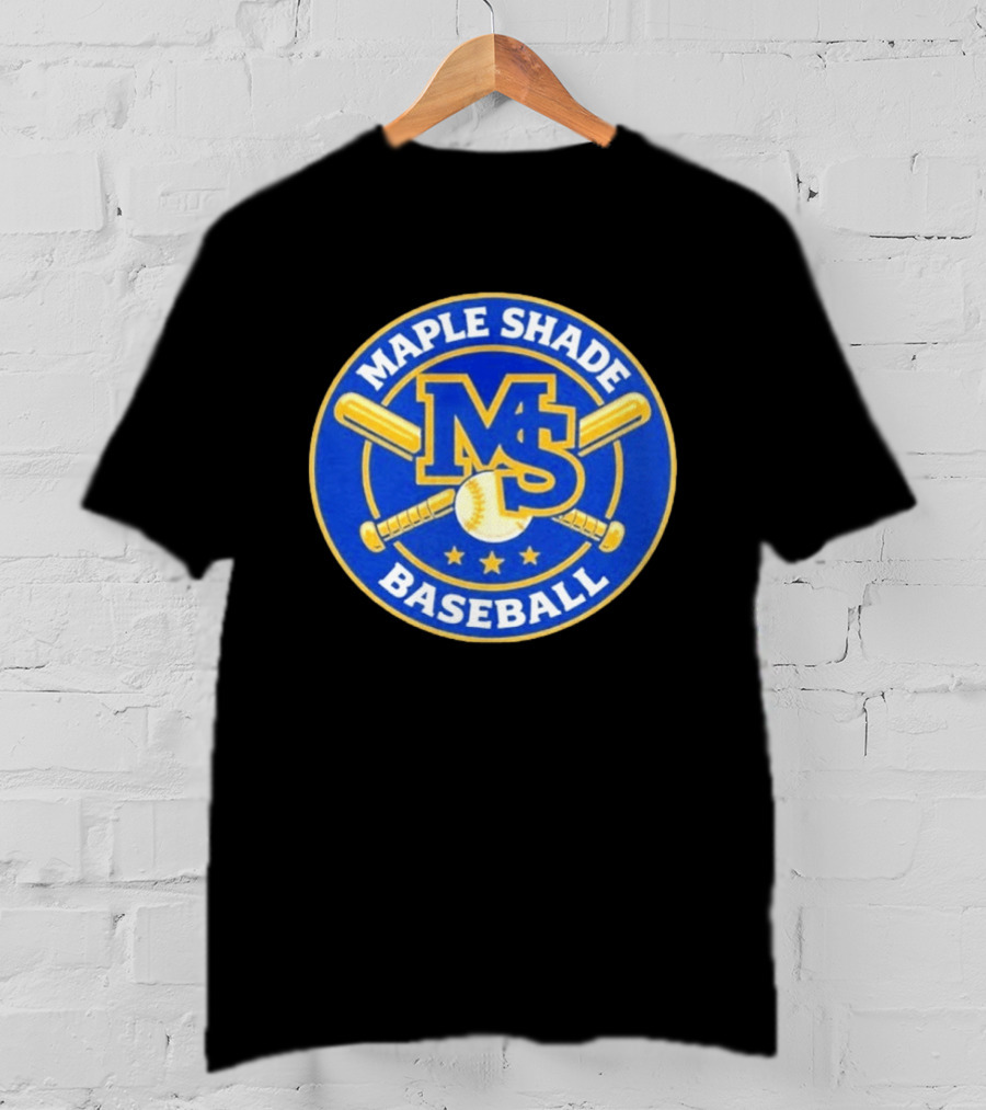 Maple Shade Baseball MS Batt Ball Logo Three Stars T-Shirt