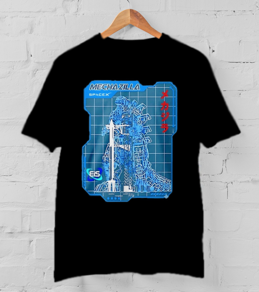 Mechazilla SpaceX Blueprint Starship Rocket Japanese Kanji Eis T-Shirt