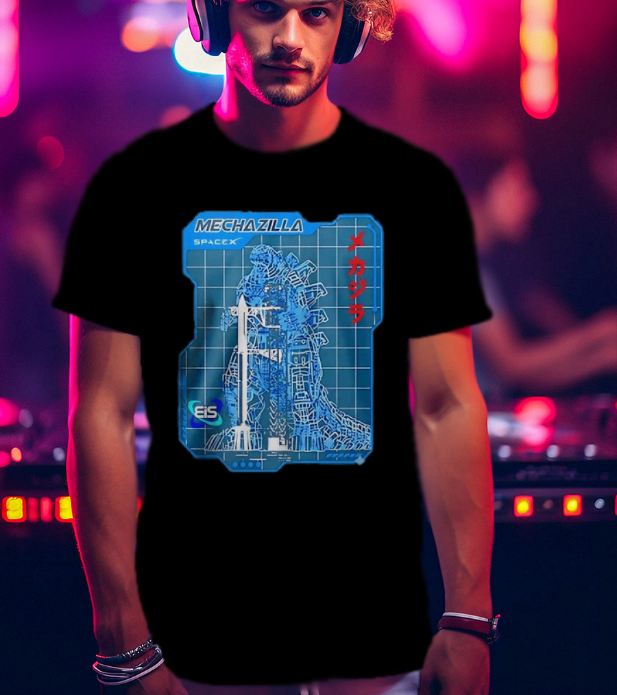 Mechazilla SpaceX Blueprint Starship Rocket Japanese Kanji Eis T-Shirt