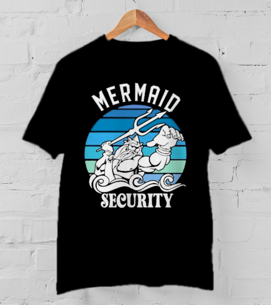 Mermaid Security Father's Day Trident Ocean Scene T-Shirt