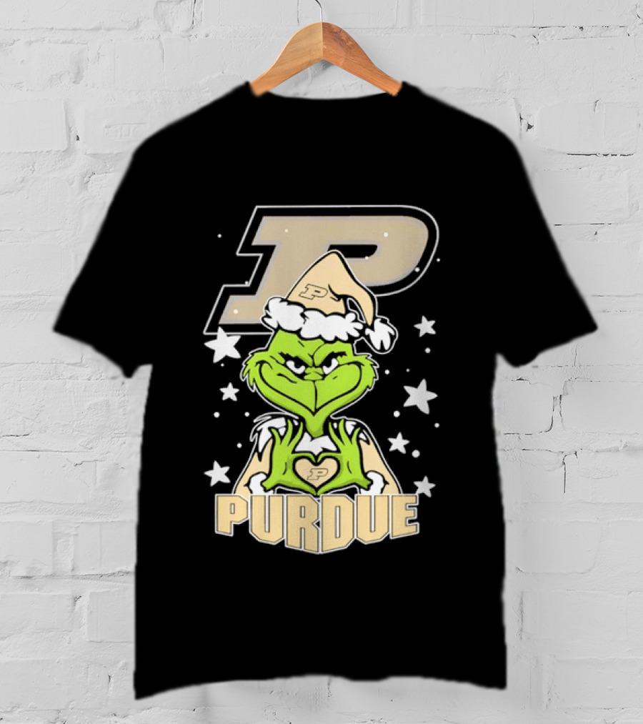 Purdue Boilermakers Christmas Grinch Heart T-Shirt
