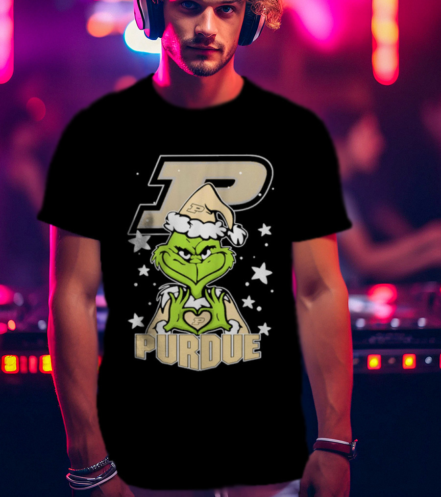 Purdue Boilermakers Christmas Grinch Heart T-Shirt