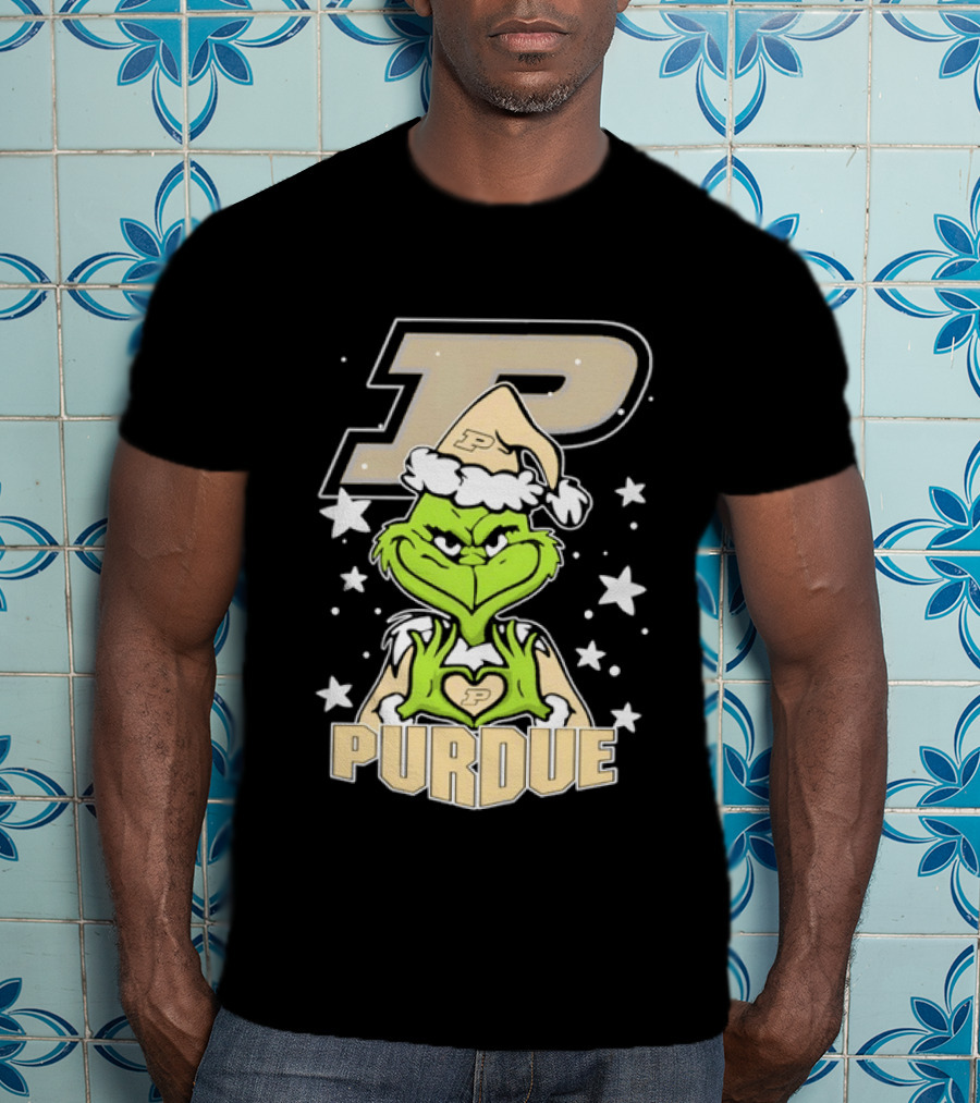Purdue Boilermakers Christmas Grinch Heart T-Shirt