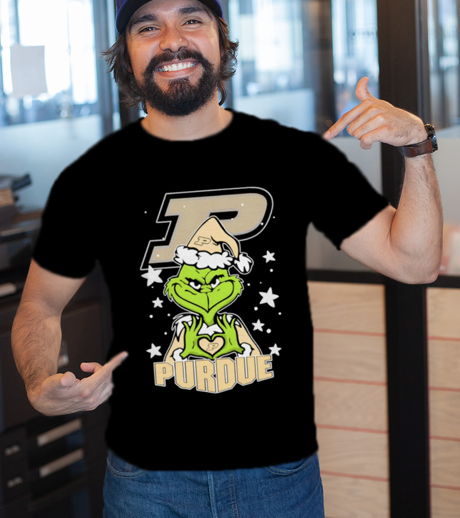 Purdue Boilermakers Christmas Grinch Heart T-Shirt