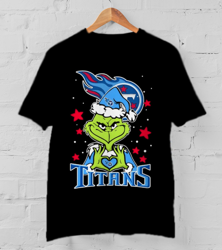 Grinch Tennessee Titans Christmas Licensed NFL Team Holiday T-Shirt