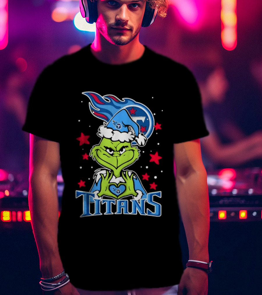 Grinch Tennessee Titans Christmas Licensed NFL Team Holiday T-Shirt