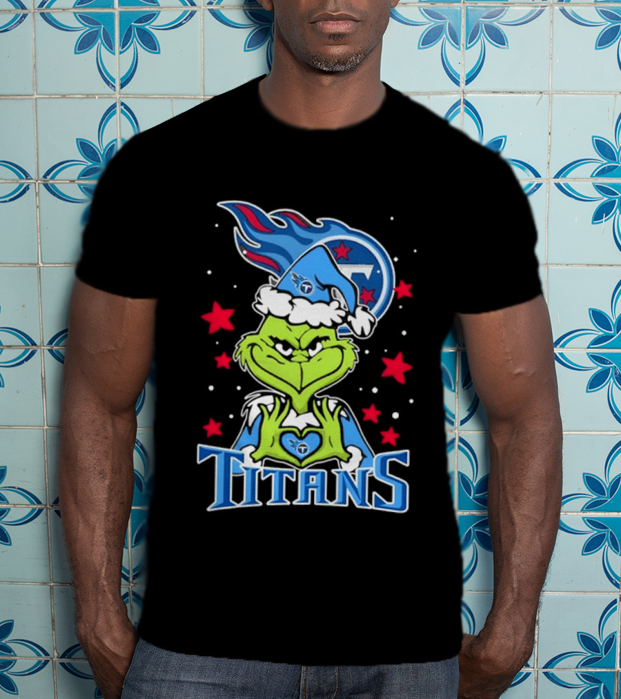 Grinch Tennessee Titans Christmas Licensed NFL Team Holiday T-Shirt