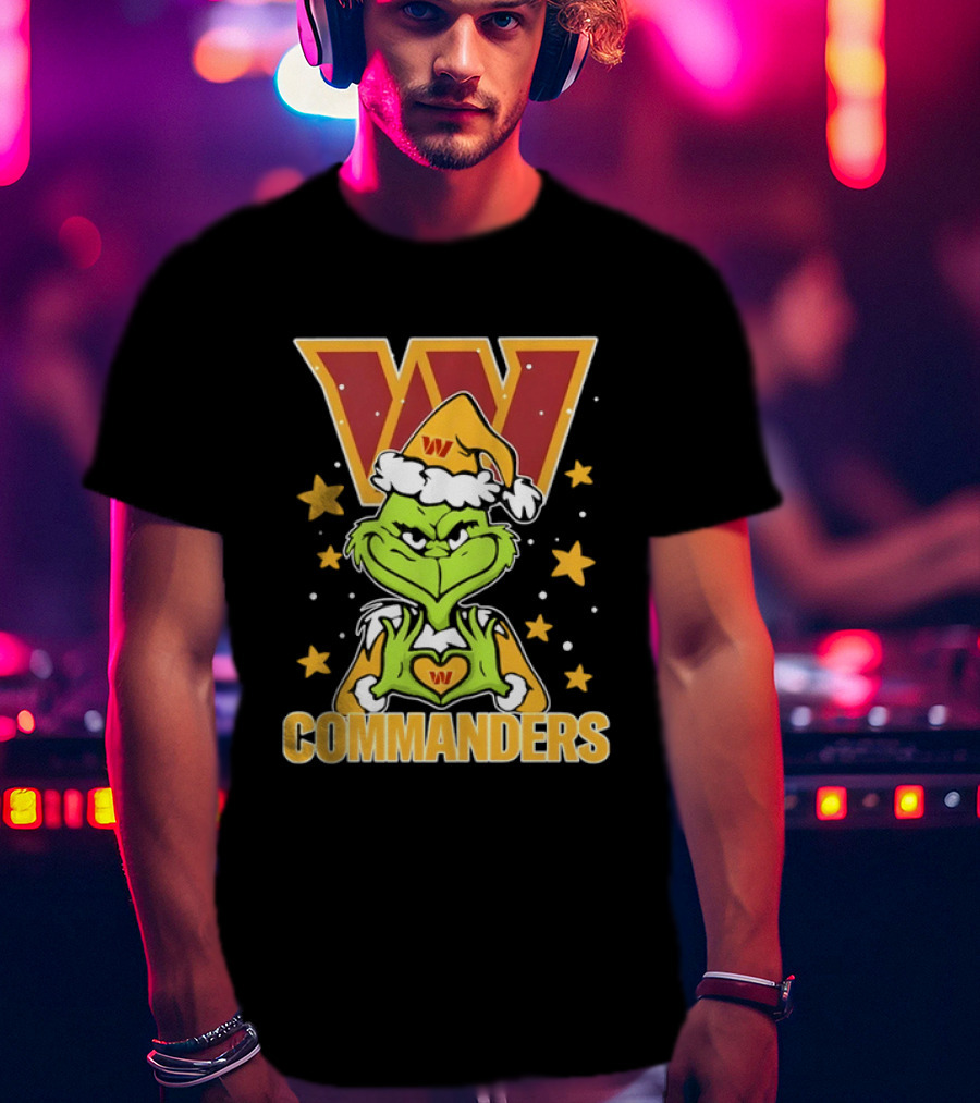 The Grinch Christmas W Commanders Football Team T-Shirt