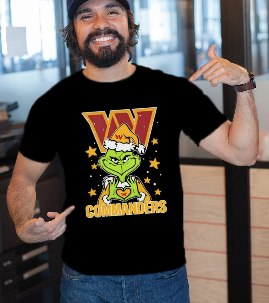 The Grinch Christmas W Commanders Football Team T-Shirt