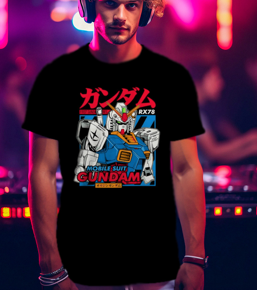 Mobile Suit Gundam RX 78 Iconic First Series Japanese Kanji T-Shirt