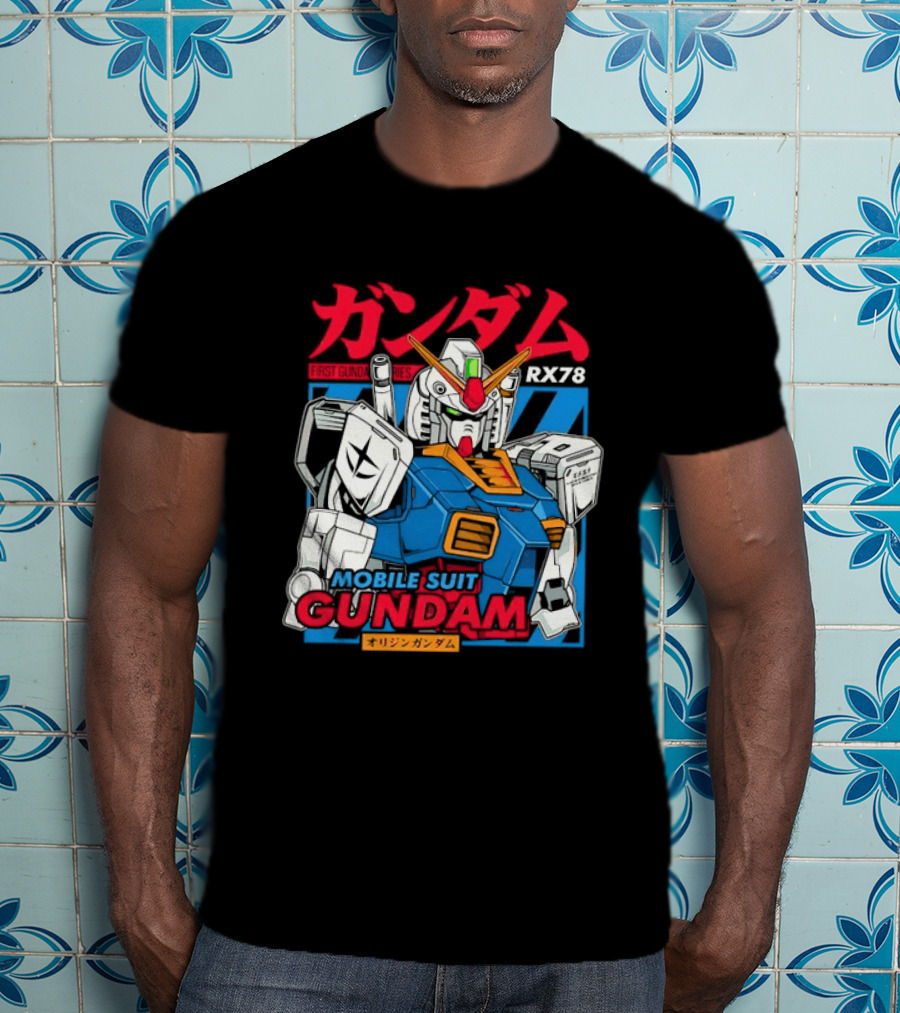Mobile Suit Gundam RX 78 Iconic First Series Japanese Kanji T-Shirt