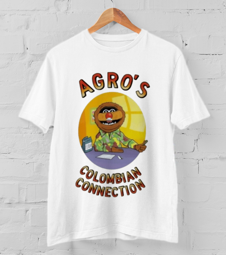 Agro's Colombian Connection Funny Character With Desk And Papers T-Shirt