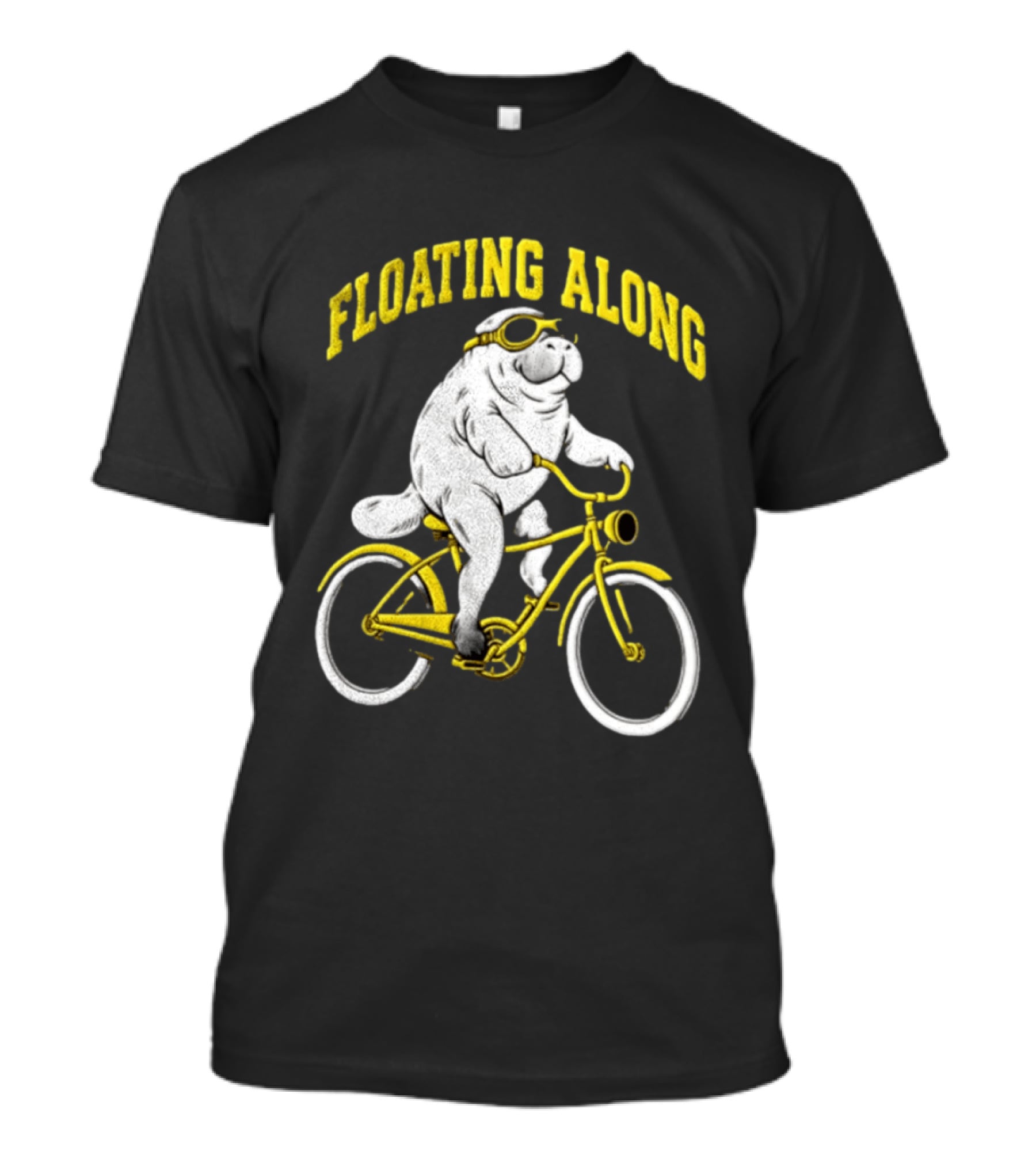 Floating Along Manatee Goggles Bicycle Rider T-Shirt