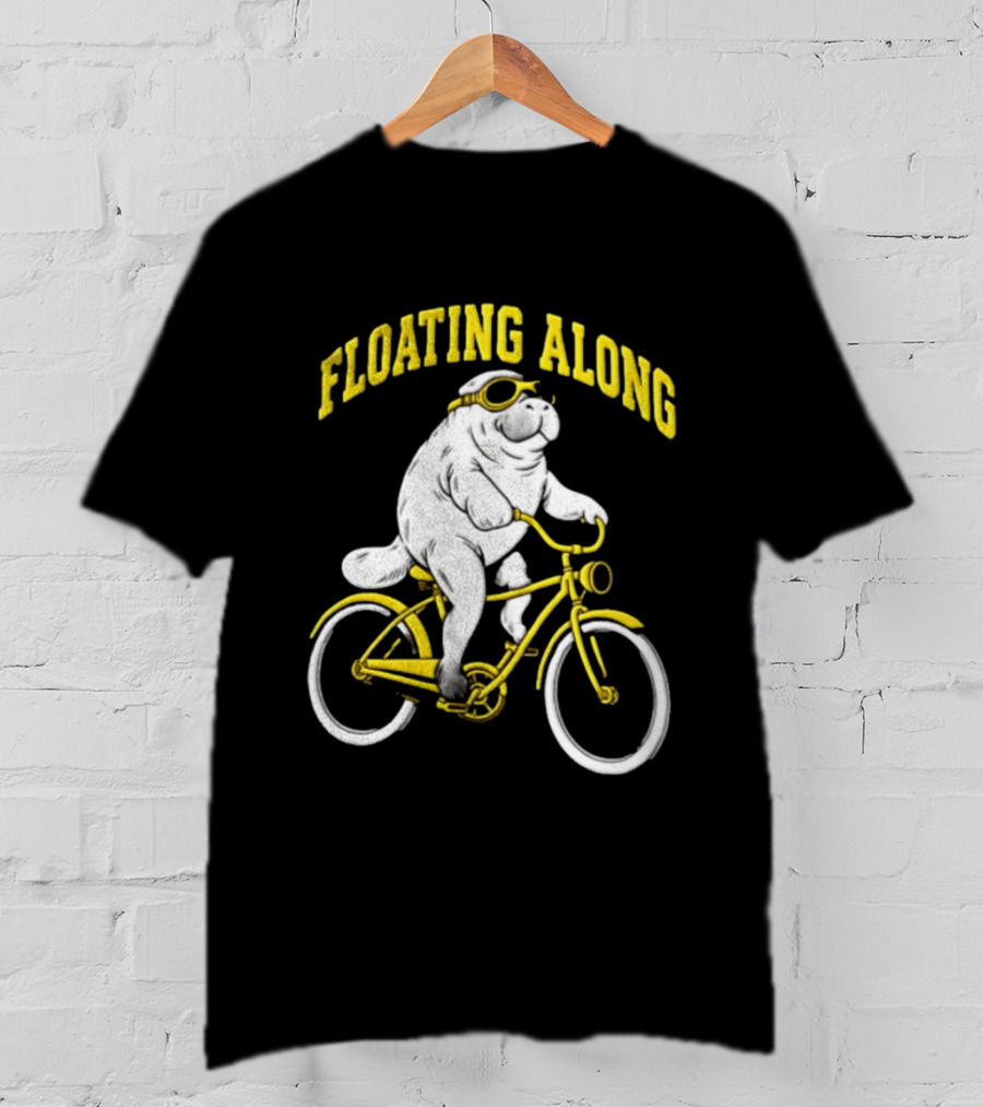 Floating Along Manatee Goggles Bicycle Rider T-Shirt