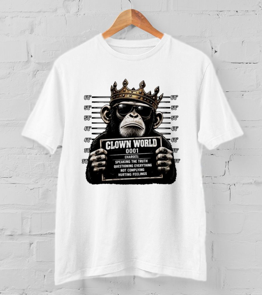 Clown World Shot Monkey Truth Questioning Non Compliance Charges T-Shirt