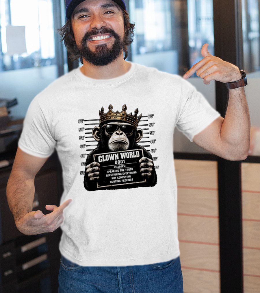 Clown World Shot Monkey Truth Questioning Non Compliance Charges T-Shirt