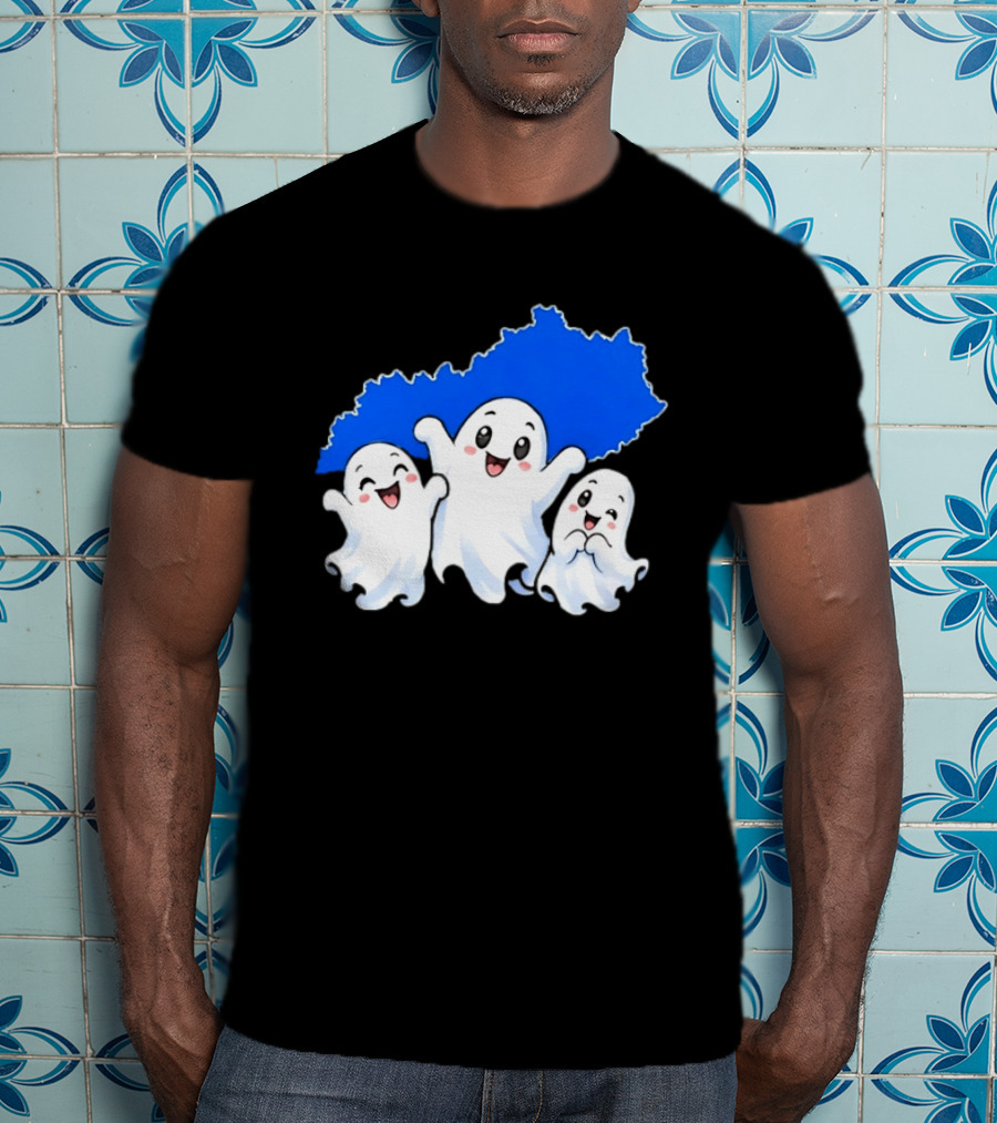 Ghosts And Kentucky State Map Halloween Fun T-Shirt
