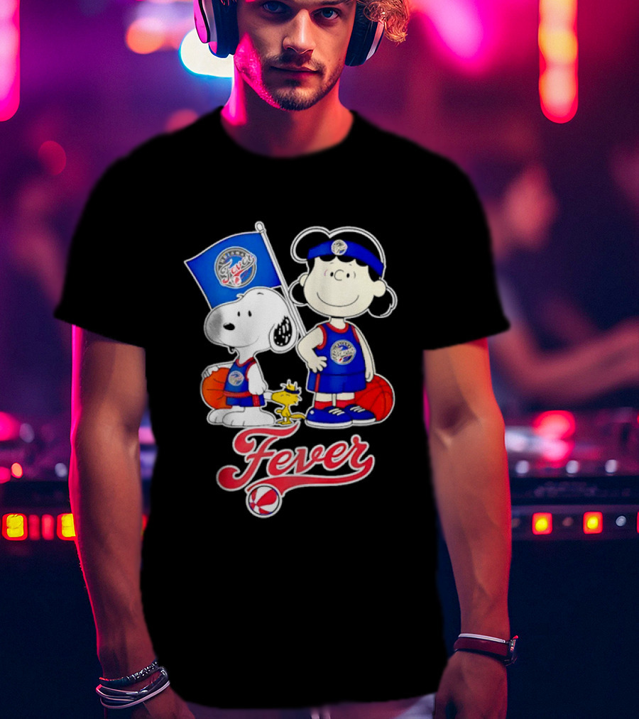 Peanuts Snoopy And Lucy Indiana Fever Basketball Team Fan Characters T-Shirt