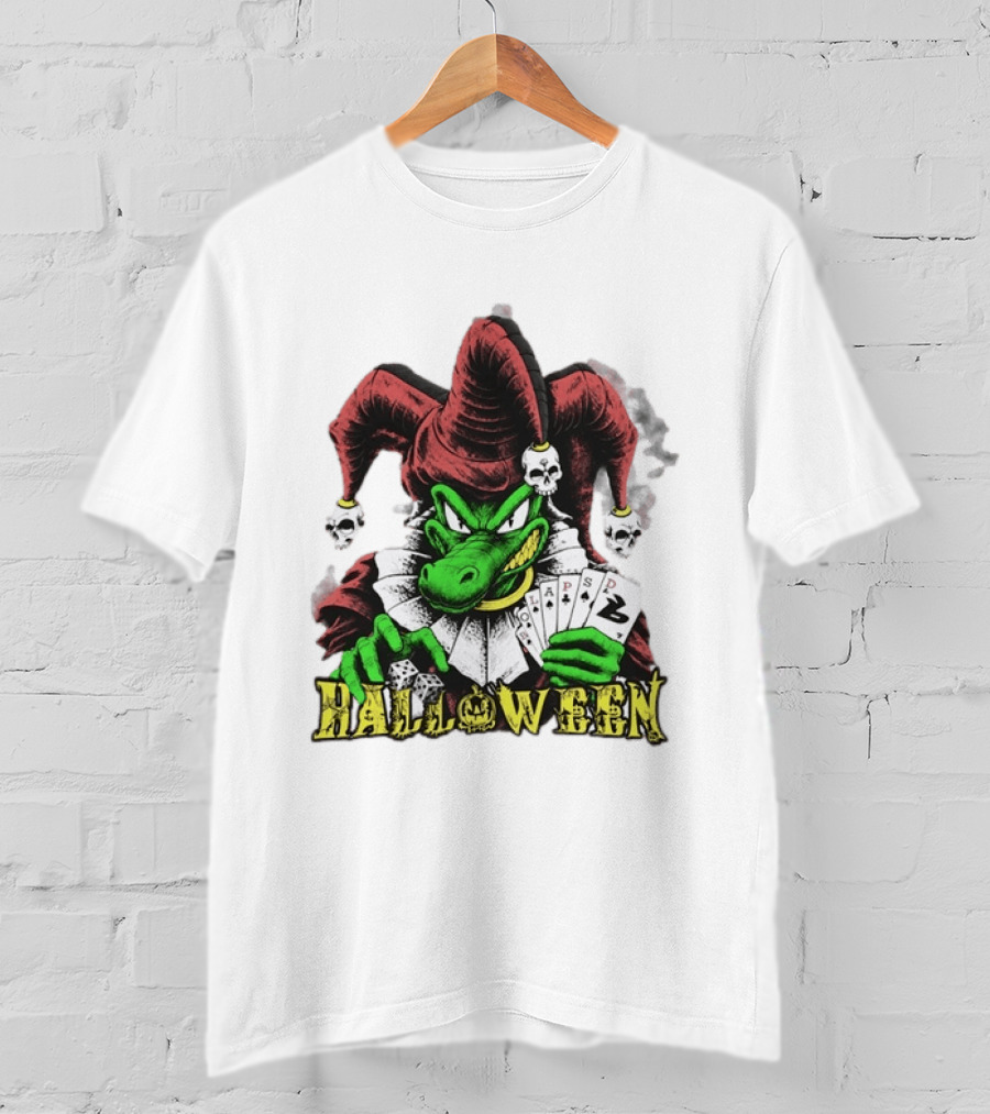 Halloween Joker Crocodile Dice Playing Cards Skulls T-Shirt