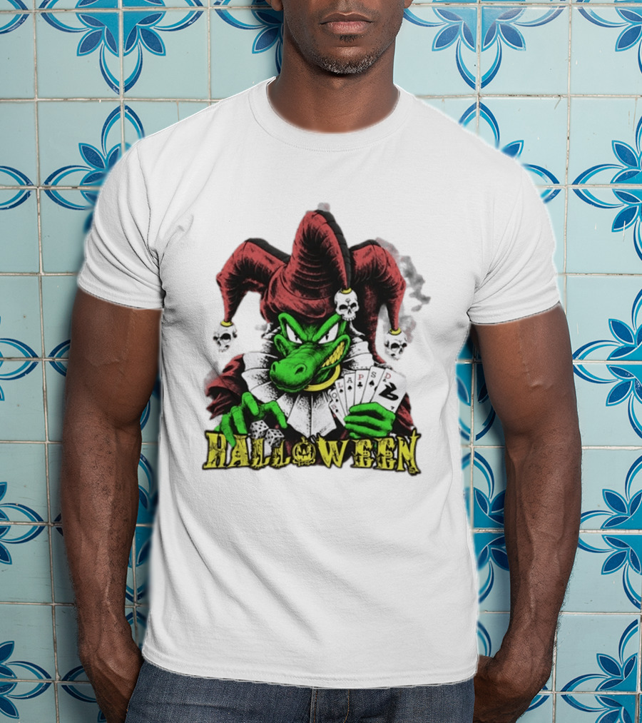 Halloween Joker Crocodile Dice Playing Cards Skulls T-Shirt
