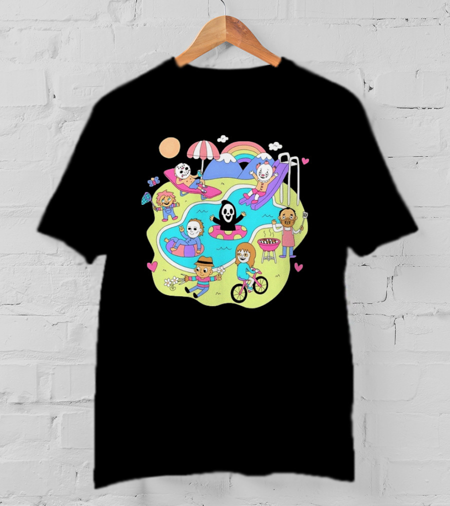 Horror Movie Villains Pool Party Fun By Sean Solomon T-Shirt