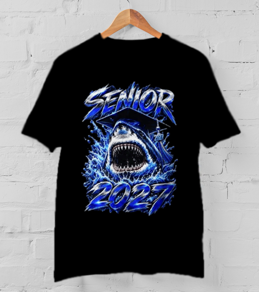 Senior Shark 2027 Graduation Class School T-Shirt